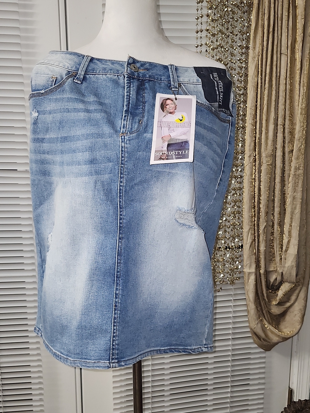 Light Blue Denim Midi Skirt - SoundStyle